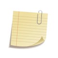 Realistic sticky note sheet. Blank lined paper. Vector illustration. Royalty Free Stock Photo