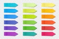 Realistic sticky notes collection. Arrow flag tabs. Post note stickers. Colorful sticky paper sheets. Vector