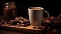 Realistic Still Life: A Cup Of Hot Chocolate With Dramatic Lighting Royalty Free Stock Photo