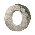 Realistic stone letters with ivy, isolated on a white background