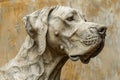 Realistic Stone Sculpture of Great Dane Dog Head on Textured Background