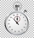 Realistic stopwatch isolated on checkered background. Vector Royalty Free Stock Photo