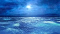 Realistic Stormy Sea at Night, Abstract Background 3D rendering Royalty Free Stock Photo