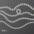 Realistic strands of white pearls, decorative element for holiday cards, wedding invitations, vector illustration Royalty Free Stock Photo