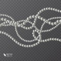 Realistic strands of white pearls, decorative element for holiday cards, wedding invitations, vector illustration Royalty Free Stock Photo