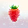 Realistic strawberry on absract light background.