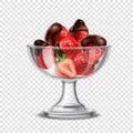 Realistic Strawberry In Chocolate Composition