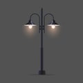 Realistic street lamp or streetlight, vector isolated object. Royalty Free Stock Photo