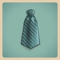 Realistic striped tie on retro background.