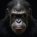 Realistic Studio Portrait Of A Black Chimp A Captivating Animal Art Piece Royalty Free Stock Photo