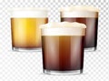 Realistic style of glasses beer. Royalty Free Stock Photo