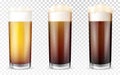 Realistic style of glasses beer. Royalty Free Stock Photo