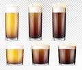 Realistic style of glasses beer. Royalty Free Stock Photo