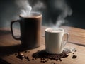 realistic style hot frothy and beautiful coffee, ai generated image