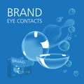 Realistic style vector with contacts ad with package and illustration with text Royalty Free Stock Photo