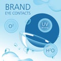 Realistic style vector with contacts ad with package and illustration with text Royalty Free Stock Photo