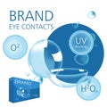 Realistic style vector with contacts ad with package and illustration with text Royalty Free Stock Photo