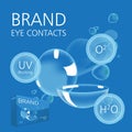 Realistic style vector with contacts ad with package and illustration with text Royalty Free Stock Photo