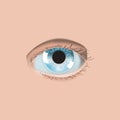 Realistic style vector illustration with eye and contact lens Royalty Free Stock Photo