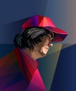 Realistic stylish guy in the low poly cap vector.