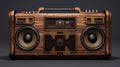 Realistic Yet Stylized Boombox With Charming Wood Grain Texture