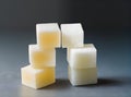 realistic sugar cubes on black background POV