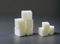 realistic sugar cubes on black background POV