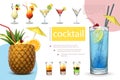 Realistic Summer Cocktails Collection