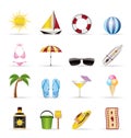 Realistic Summer and Holiday Icons Royalty Free Stock Photo