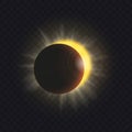 Realistic sun eclipse on transperant background Royalty Free Stock Photo
