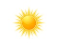 Realistic sun icon for weather design. Sunshine symbol happy orange isolated sun illustration Royalty Free Stock Photo