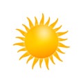 Realistic sun icon for weather design on white background. Vector stock illustration Royalty Free Stock Photo