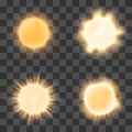 Realistic sun on transparent background