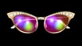 Realistic sunglasses with diamonds isolated.
