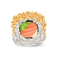 Realistic sushi roll. Sashimi seafood and rice rolls