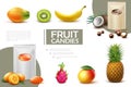 Realistic Sweet Fruit Candies Composition