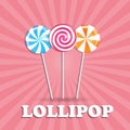 Realistic Sweet Lollipop Candy Background. Vector Illustration Royalty Free Stock Photo