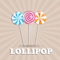 Realistic Sweet Lollipop Candy Background. Vector Illustration Royalty Free Stock Photo