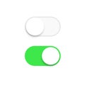 Realistic switch toggle buttons, set or tree sliders in ON and OFF position Vector illustration. Royalty Free Stock Photo