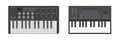 Realistic synthesizers, midi controller. Two octaves, keys, pads and buttons
