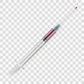 Realistic syringe with blood isolated transparent