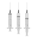 Realistic Syringe 20 ml with hypodermic needles on white background, medical single use syringes. Vector EPS 10 illustration