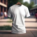 Realistic t-shirt mockup, white background, Made by AI, Artificial intelligence