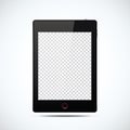 Realistic tablet in black with transparent screen Royalty Free Stock Photo