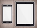 Realistic Tablet PC and Phone with white screen. Vector Royalty Free Stock Photo