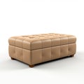 Realistic Tan Leather Ottoman: Detailed 3d Render With Functional Aesthetics