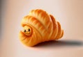 Realistic tasty croissant with emoji.