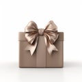 Realistic Taupe Gift Box With Untied Ribbons On White Background Royalty Free Stock Photo