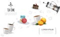 Realistic Tea Party Elements Template