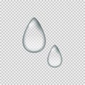 Realistic tear like water drops on transparent background Royalty Free Stock Photo